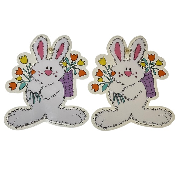 Vintage Russ Berrie Easter Bunny Chick Die Cut Plastic Suction Cup Window Clings - Picture 2 of 5